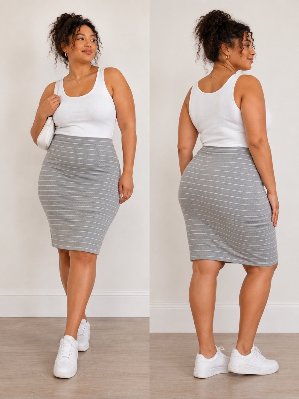 Y2K Casual • Boutique+ Gray Striped Mini Skirt 🤍🩶